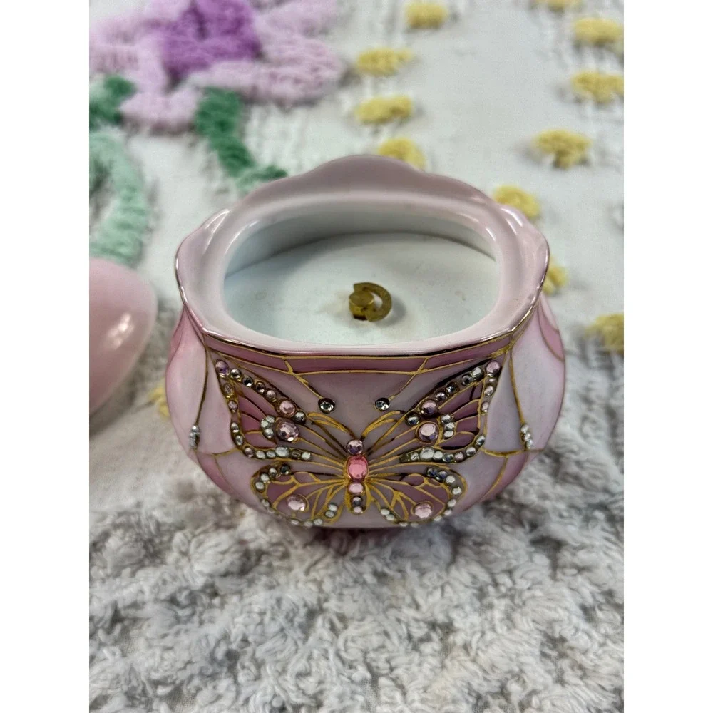 Ardleigh Elliott Wings of Hope Musical Trinket Box Pink Butterfly Porcelain